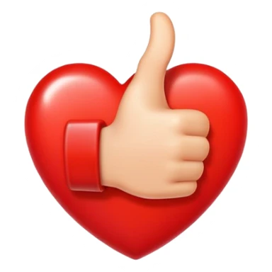 A thumbs up inside a re heart sticker