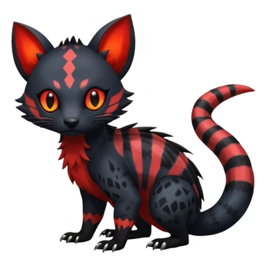 Rare exotic cute epic aesthetic gothic colorful Salandit-Litten-Civet-species-Fakemon-hybrid-creature, with markings, full body sticker