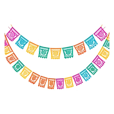festive garland of colorful mexican papel picado sticker