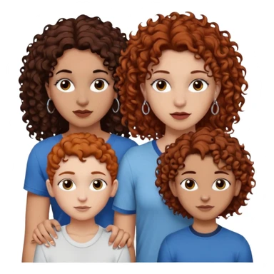 Create a family. A young hot mom. She is an alt girly with dark curly hair, an eyebrow piercing, and a nose ring. Her two teenage kids are gay girlies. One has shoulder length auburn hair and has an eyebrow ring. The other has short bleached curly hair, bleached eyebrows and a lip ring sticker