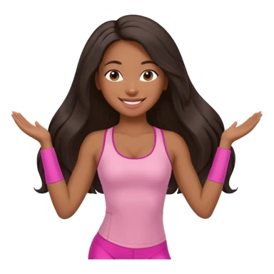 black birthday girl long hair, pink pilates outfit sticker
