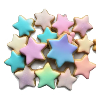 Realistic star shaped cookies and heart shaped cookies with pastel ombre icing and sprinkles. sticker