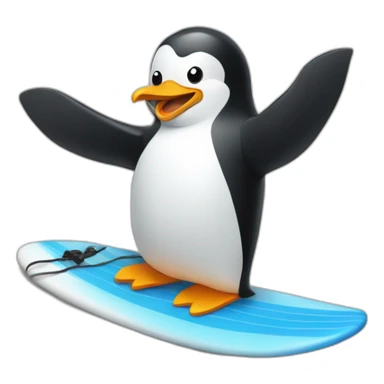 un pinguin qui fait du surf sticker
