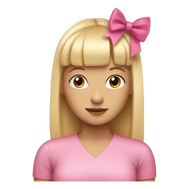 blonde girl with bangs and a pink bow in back of her head sticker