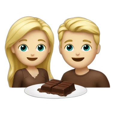 blond white couple eating chocolat sticker