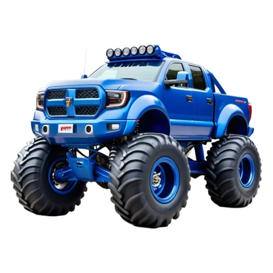 Bigfoot - Bigfoot 4x4 (Model Year: 2022) (Iconic colour: Blue) - An oversized, rugged monster truck with bold, aggressive lines painted in a striking blue. Focus on massive, rugged tires and a muscular chassis that exudes raw power and an urban legend feel. sticker