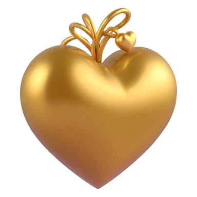 3D emoji style heart, metallic gold, reflective and luxurious sticker