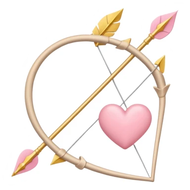 Cupid's bow and arrow with a heart tip in soft pink, beige and yellow pastel light sticker