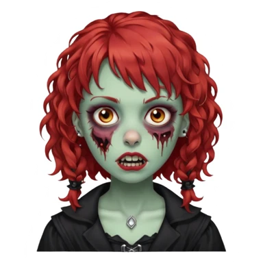 zombie girl red hair cacheado médio e franja, com piercings na boca, nariz e sobrancelha,  roupa gótica  sticker