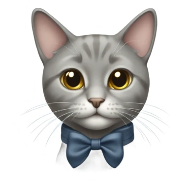 Gray Russian cat wearing a bow  sticker