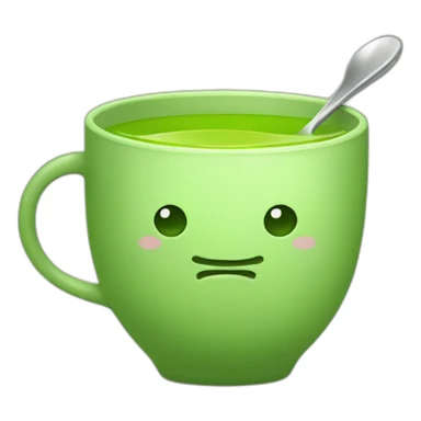 green tea cup with spoon sticker