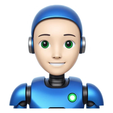 A sleek, very meme robot avatar designed in a modern tech style. The robot has an LED display face showing a subtle smile, and its body is detailed using Intapp brand colors:

Intapp Blue (#207CEC)
Bright Green (#22ECCF)
Dark Blue (#003C80)
Black (#021123) sticker