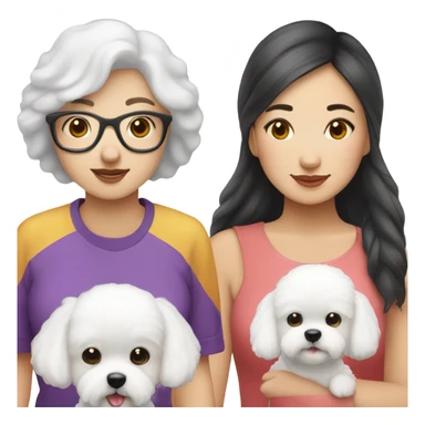 A cute bichon frise & Asian woman  sticker