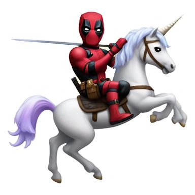 Deadpool riding a unicorn sticker