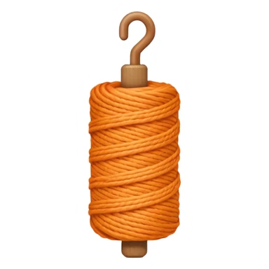 orange yarn on a bobbin sticker