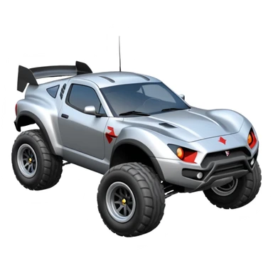 Satan’s Dirty and dented Local Motors Rally Fighter off road race car flying turning corner (silver wheels) sticker