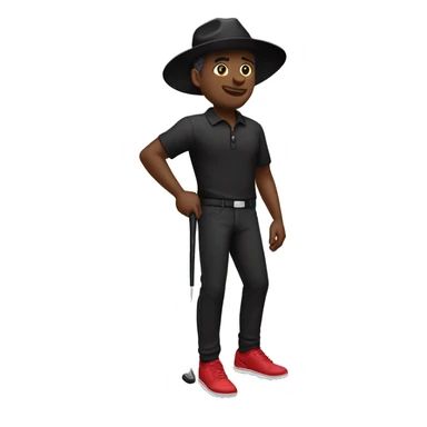 🏌🏾‍♂️ but with a black hat, red shirt, and black pants and shoes sticker