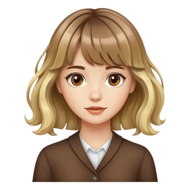Wavy girl with bangs, brown hair with blonde streaks, and white skinned girl sticker