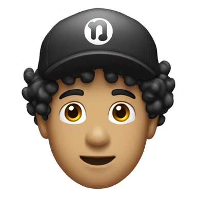 light skinned person with BLACK curly hair and Super Mario's cap sticker