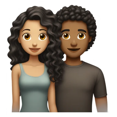 guy with curly & black hair, kissing a girl with light,STRAIGHT and brown hair  sticker