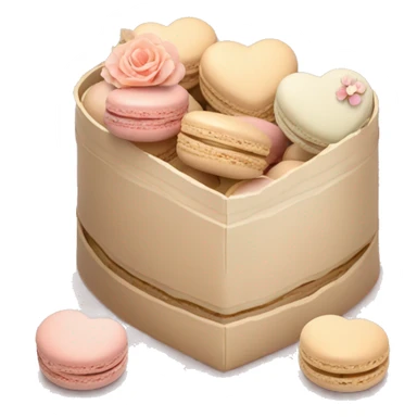 Beige asthetic macarons in a HeartBox With flowers sticker