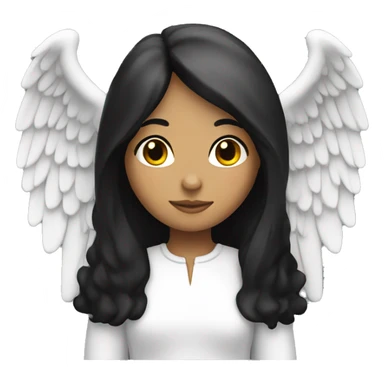 A white female angel with black hair sticker
