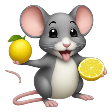 mouse squeezing a lemon sticker