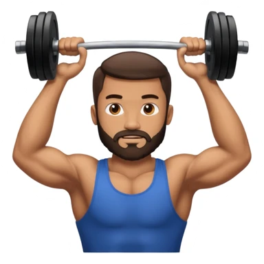 Guy with very short beard lifting weights sticker