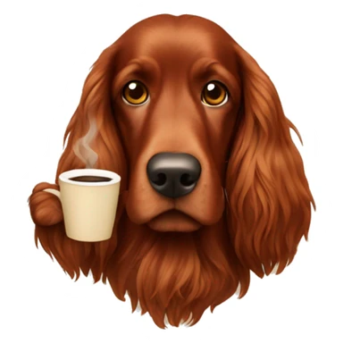 Irish setter with coffee sticker