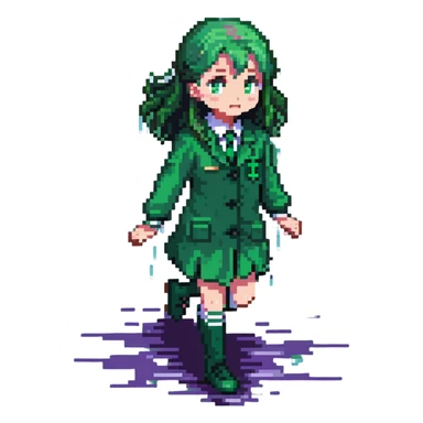 Slytherin student with green uniform slipping on a wet floor sticker