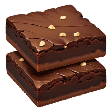 Cinematic Realistic Brownies, rich and dense with a deep chocolate hue, slightly cracked on top revealing the fudgy center, soft light reflecting off the warm surface, a few crumbs scattered around, glowing with an indulgent and comforting texture. sticker