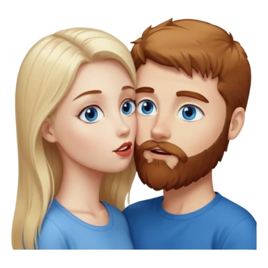 Long hair- pale-blonde girl blue eyes faceing-kissing reddish-brown hair and beard boy blue eyed white guy sticker