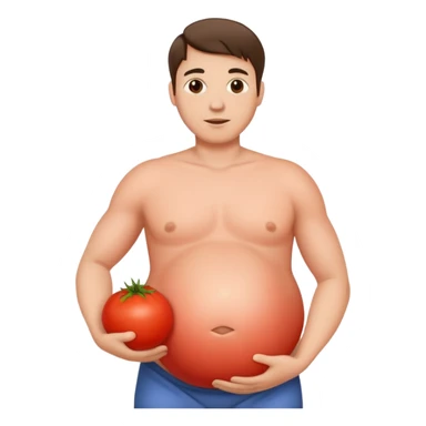 pregnant man with tomato belly sticker