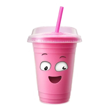 A pink smoothie in a clear plastic takeaway cup  sticker