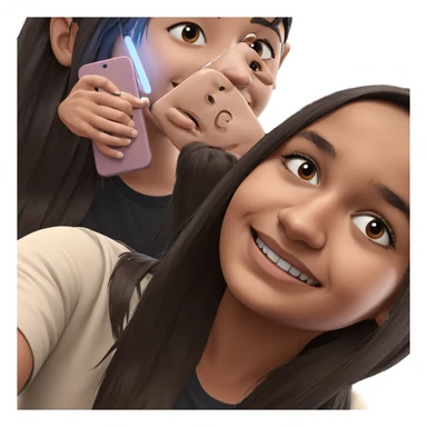 smiling girl with boy holding phone sticker