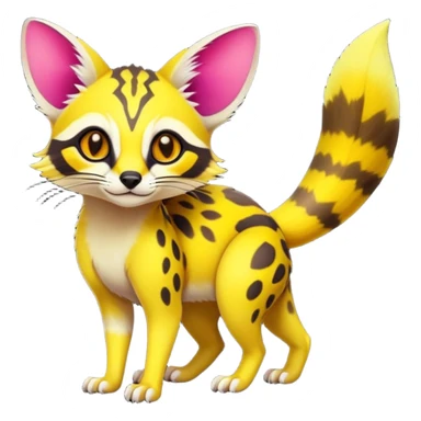 Exotic randomly colored colorful light cute lush neon-colored brightly colored Fakémon-Fionbri-Vernid-Genet-creature with markings (full body) sticker