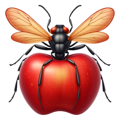 Apple with an insect sticker