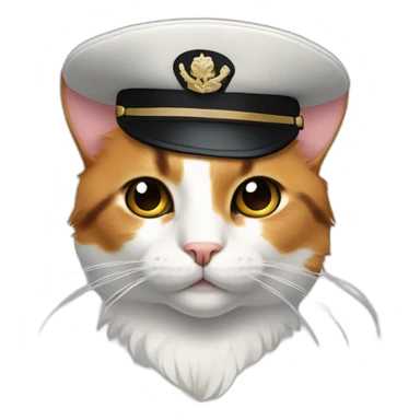calico cat with black eye mark with pilot hat sticker