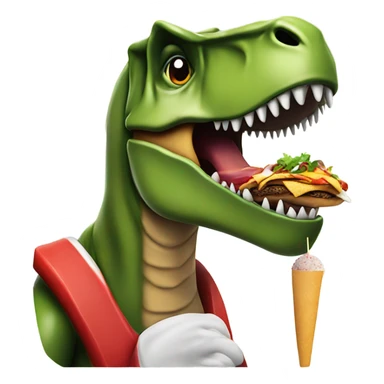 T rex wearing Santa outfit and sunglasses eating a kebab  sticker