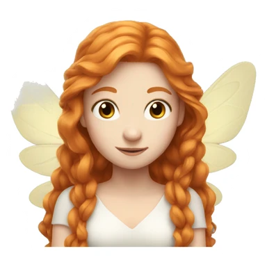 a white skin fairy, long ginger hair and wings sticker