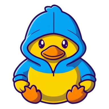 Cute yellow rubber duck wearing a colorful hoodie sticker