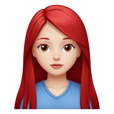 white girl with cherry red long straight hair sticker