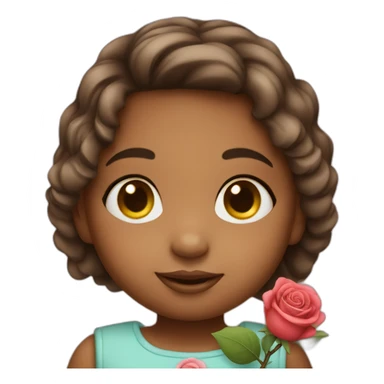 Girl toddler with rose  sticker