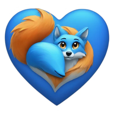 blue heart with fox sticker