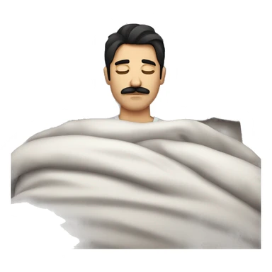 dark hair dark eyes man with mustache sleeping in bed sticker