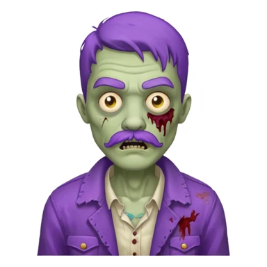 zombie with purple mustache sticker