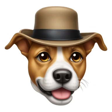 Dog with a mustache wearing a hat sticker