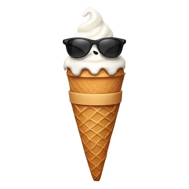Ice cream cone with sunglasses, arms, legs and a peace sign sticker