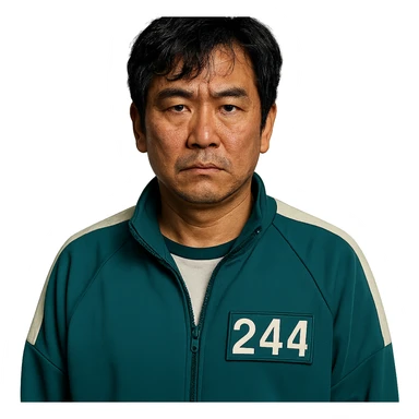 Squid Game Season 2 another main character, clear depiction, individual character, no specific art style sticker