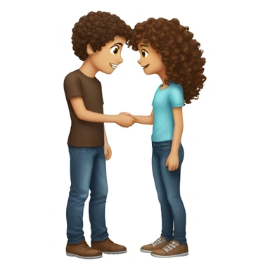 boy with brown curly hair kiss girl with brown hair  sticker